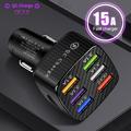Quick Charge -autolaturi, 6 USB-porttia - musta
