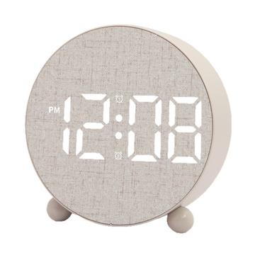 Pyöreä LED-digitaalinen herätyskello, jossa on kaksi herätystä - beige