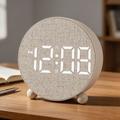 Pyöreä LED-digitaalinen herätyskello, jossa on kaksi herätystä - beige