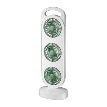 S16 3-pääinen pöytätuuletin, 3 nopeutta, 1200mAh:n akku - vihreä