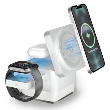 S6 3-in-1 MagSafe -laturi RGB-valolla - iPhone, Apple Watch, AirPods - valkoinen