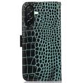 Samsung Galaxy A27 Crocodile Lompakkomallinen Nahkakotelo kanssa RFID - Vihreä