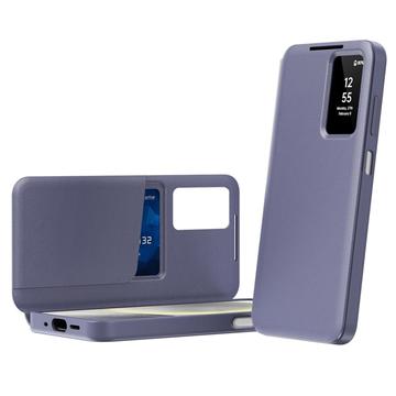 Samsung Galaxy A27 Smart Clear View Käännä kotelo korttipaikka - harmaa violetti
