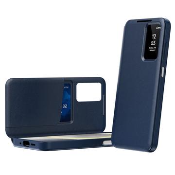 Samsung Galaxy A27 Smart Clear View Käännä kotelo korttipaikalla - Safiiri