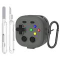 Samsung Galaxy Buds 4/4 Pro -peliohjaimen tyylinen kotelo, jossa on karabiinihaka ja puhdistustyökalu - harmaa
