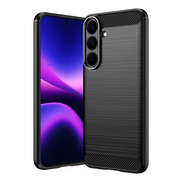 Samsung Galaxy S26 FE Harjattu TPU Suojakuori - Hiilikuitu - Musta