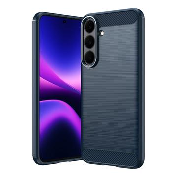 Samsung Galaxy S26 FE Harjattu TPU Suojakuori - Hiilikuitu - sininen