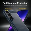 Samsung Galaxy S26 FE Harjattu TPU Suojakuori - Hiilikuitu - sininen
