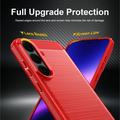 Samsung Galaxy S26 FE Harjattu TPU Suojakuori - Hiilikuitu - punainen