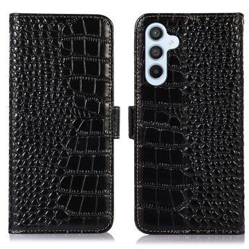 Samsung Galaxy S26 FE Crocodile Lompakkomallinen Nahkakotelo kanssa RFID - Musta