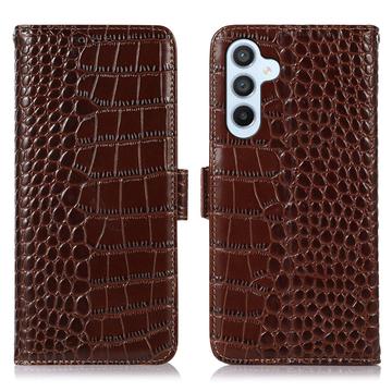 Samsung Galaxy S26 FE Crocodile Lompakkomallinen Nahkakotelo kanssa RFID - Ruskea