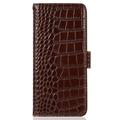 Samsung Galaxy S26 FE Crocodile Lompakkomallinen Nahkakotelo kanssa RFID - Ruskea