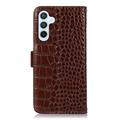 Samsung Galaxy S26 FE Crocodile Lompakkomallinen Nahkakotelo kanssa RFID - Ruskea