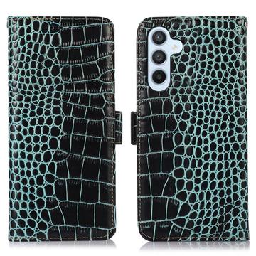 Samsung Galaxy S26 FE Crocodile Lompakkomallinen Nahkakotelo kanssa RFID - Vihreä