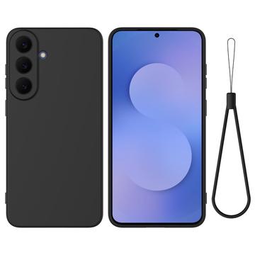 Samsung Galaxy S26 FE Nestemäinen silikonikotelo käsihihnalla - Musta
