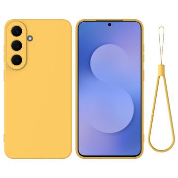 Samsung Galaxy S26 FE Nestemäinen silikonikotelo käsihihnalla - Keltainen