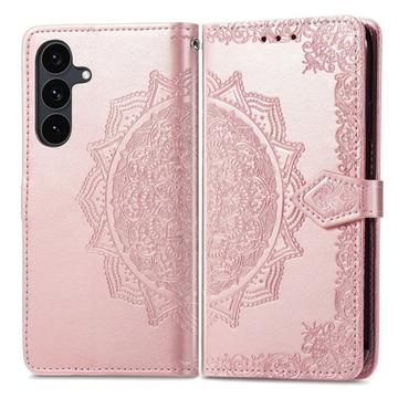 Samsung Galaxy S26 FE Mandala -lompakkokotelo rannehihnalla - vaaleanpunainen