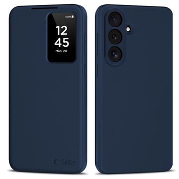 Samsung Galaxy S26 FE Tech-Protect Smart Clear View Käännä kotelo korttipaikalla - Tummansininen