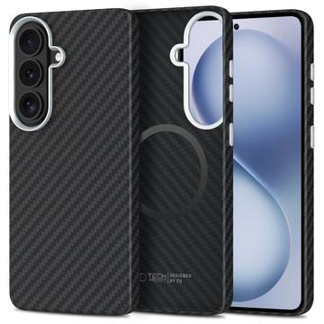 Samsung Galaxy S26 Tech-Protect Ion Carbon muovikotelo - MagSafe-yhteensopiva - musta / hopea