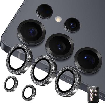 Samsung Galaxy S26 Ultra Hat Prince Glitter Kameralinssin Panssarilasi - 9H - Musta