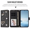 Samsung Galaxy S26 Ultra -lompakkokotelo, sydämet ja kukat