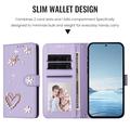 Samsung Galaxy S26 Ultra -lompakkokotelo, sydämet ja kukat - vaaleanpunainen