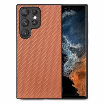 Samsung Galaxy S26 Ultra -premium-suojakotelo, hiilikuituinen pinta - ruskea