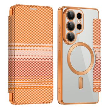 Samsung Galaxy S26 Ultra Tyylikäs magneettinen läppäkotelo RFID-korttipaikoilla - oranssi