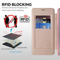 Samsung Galaxy S26 Ultra Tyylikäs magneettinen läppäkotelo RFID-korttipaikoilla - vaaleanpunainen