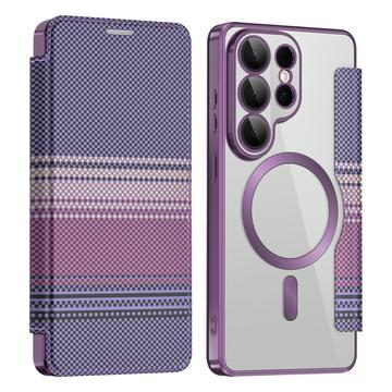Samsung Galaxy S26 Ultra Tyylikäs magneettinen läppäkotelo RFID-korttipaikoilla - violetti