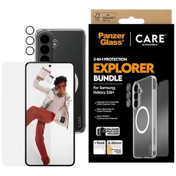Samsung Galaxy S26+ PanzerGlass Care 3-in-1 Explorer -paketti - läpinäkyvä