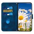 Samsung Galaxy S27 Floral lompakkokotelo korttipaikoilla - tummansininen