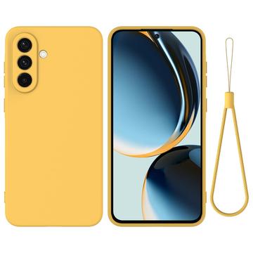 Samsung Galaxy S27 Nestemäinen silikonikotelo käsihihnalla - Keltainen