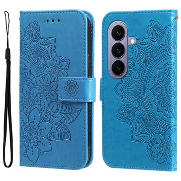 Samsung Galaxy S27 Mandala -lompakkokotelo rannehihnalla - Sininen