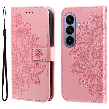Samsung Galaxy S27 Mandala -lompakkokotelo rannehihnalla - vaaleanpunainen