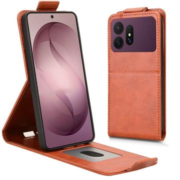Samsung Galaxy S27 Ultra Pystysuuntainen läppäkotelo jalustalla - ruskea