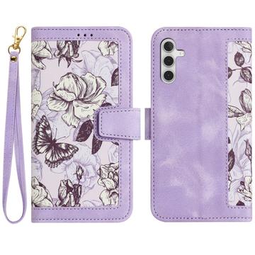 Samsung Galaxy S27+ Floral lompakkokotelo, jossa on korttipaikat - vaaleanvioletti