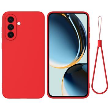 Samsung Galaxy S27+ Nestemäinen silikonikotelo käsihihnalla - Punainen