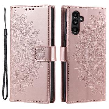 Samsung Galaxy S27+ Mandala -lompakkokotelo rannehihnalla - vaaleanpunainen