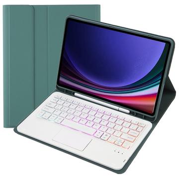 Samsung Galaxy Tab S10 Lite/S10 FE/S9 FE/S9 Bluetooth-näppäimistökotelo - tummanvihreä