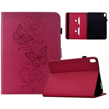 Samsung Galaxy Tab S12+ Butterfly Smart Folio -kotelo korttipaikoilla - kirkkaan vaaleanpunainen