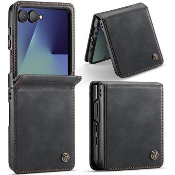 Samsung Galaxy Z Flip7 Caseme 033 vasikka tekstuuri lompakko tapauksessa RFID-sulku - musta