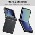 Samsung Galaxy Z Flip7 Caseme 033 vasikka tekstuuri lompakko tapauksessa RFID-sulku - musta