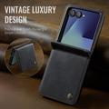 Samsung Galaxy Z Flip7 Caseme 033 vasikka tekstuuri lompakko tapauksessa RFID-sulku - musta