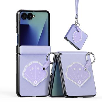 Samsung Galaxy Z Flip8 Dux Ducis Luvy Kotelo sormi rengas / käsi hihna - Violetti / Simpukankuori