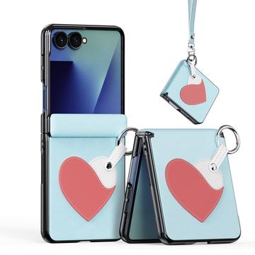 Samsung Galaxy Z Flip8 Dux Ducis Luvy Kotelo sormi rengas / käsi hihna - taivaansininen / sydän