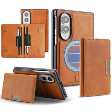 Samsung Galaxy Z Fold8 -magneettikotelo korttitaskulla - ruskea