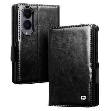 Samsung Galaxy Z Fold8 Qialino Classic Lompakkomallinen Nahkakotelo - Musta