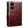 Samsung Galaxy Z Fold8 Qialino Classic Lompakkomallinen Nahkakotelo - Tummanruskea