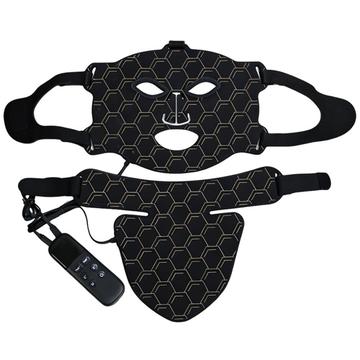 Silikoninen kasvojenhoitolaite / LED-valohoitoa tarjoava kasvo- ja kaulamaski - musta